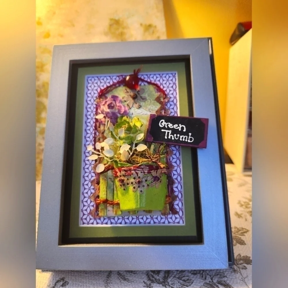 Handcrafted 3D Framed approx (7.5 x 9) GardenFloral Design.Home Decor or gift it